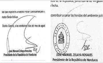 análisis grafotécnico de presunta carta de renuncia de jose manuel zelaya rosales 235 comparacion de firmas